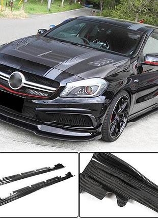 Бокові пороги v4 (карбон) для mercedes a-сlass w176 2012-2018 рр