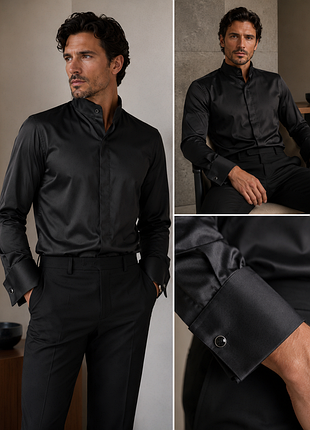 Рубашка с длинным рукавом под запонки 100% шелк corneliani