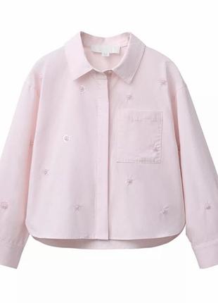 New collection! ніжно-рожева сорочка/рубашка/блуза/туніка з квітами з бусін від zara для дівчинки 12-13 років.