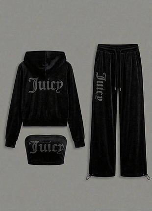 Жіночий костюм трійка juicy | худі + топ + штани палаццо