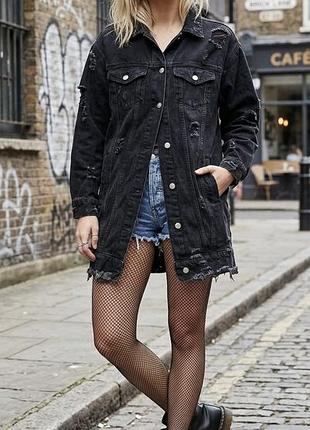 Подовжена жіноча джинсова куртка zara (trafaluc) у стилі grunge s/m