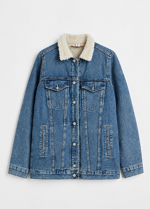 Подовжена джинсова куртка &amp;denim на шерпі (ху), розмір 44 (m)