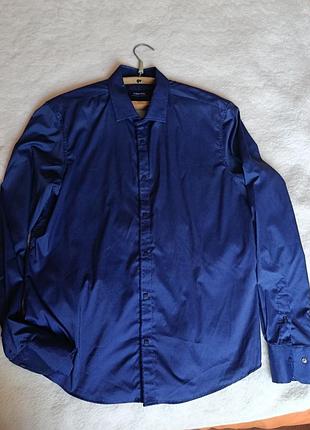 Синяя мужская рубашка amato casual wear (размер l), идеальное состояние.