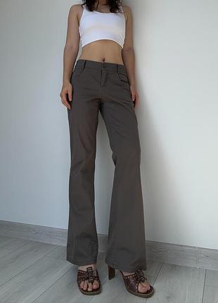 Брюки средняя талия посадка 38 m vintage серые клеш flared bootcut прямые хлопок