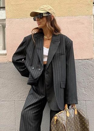 Блейзер zara в полоску оверсайз