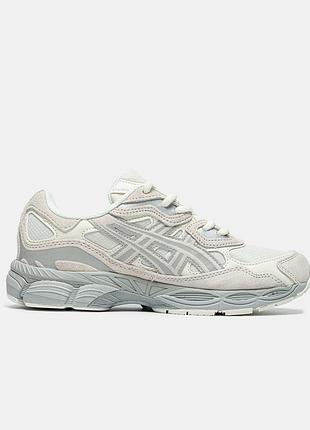 Бежевые кроссовки унисекс asics gel nyc beige grey х ассикс 46