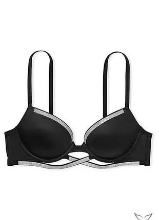 Чорний бюстгалтер victoria's secret shine cradle push-up bra black