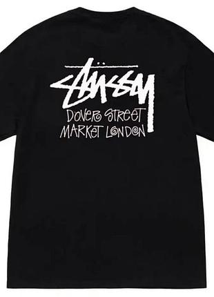 Мужская футболка stussy dover street market london черная унисекс стусси