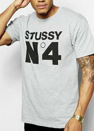 Мужская футболка stussy logo серая унисекс стусси