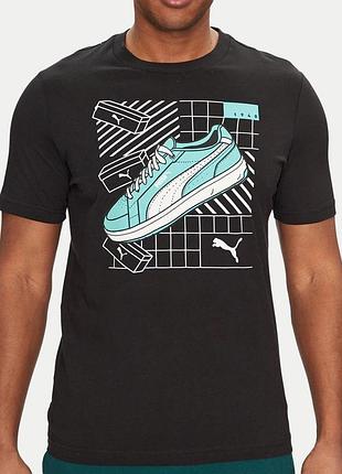 Мужская футболка puma shoes logo черная унисекс пума