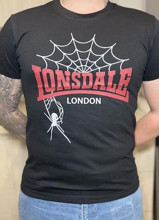 Чоловіча футболка lonsdale london spider logo чорна лонсдейл із павутиною