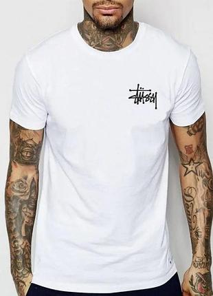Чоловіча футболка stussy logo унісекс біла стуссі