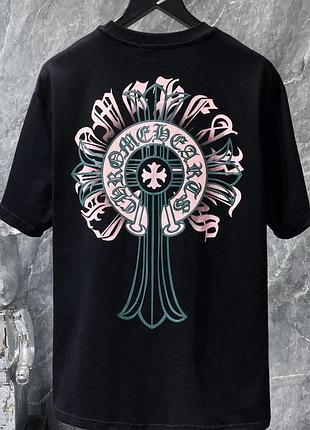 Футболка chrome hearts logo унисекс хром хартс с крестами черная
