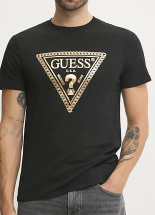 Чоловіча футболка guess logo чорна унісекс гесс