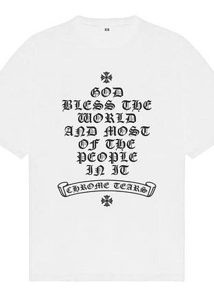Футболка chrome hearts logo унисекс хром хартс с крестами белая