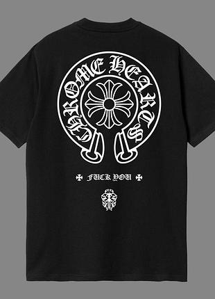 Футболка chrome hearts logo черная унисекс хром хартс