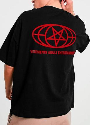 Мужская футболка vetements big logo черная унисекс