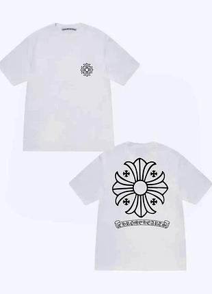 Футболка chrome hearts logo белая унисекс хром хартс