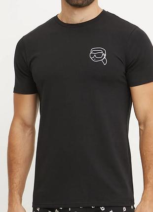 Чоловіча футболка karl lagerfeld logo чорна унісекс карл лагерфільд