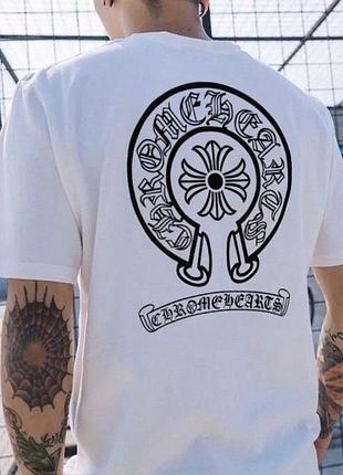 Чоловіча футболка chrome hearts logo біла унісекс хром хартс