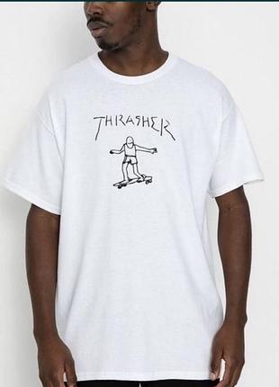 Чоловіча футболка thrasher skateboard біла унісекс-трешер