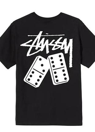 Чоловіча футболка stussy domino унісекс чорна стуссі