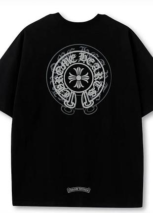 Футболка chrome hearts cross logo чорна унісекс хром хартc