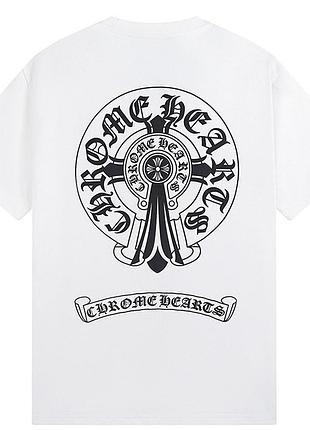 Футболка chrome hearts logo белая унисекс хром хартс