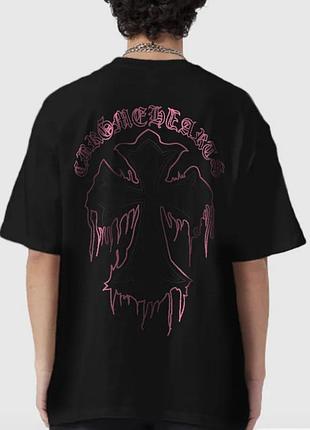 Футболка chrome hearts cross logo чорна унісекс хром хартc