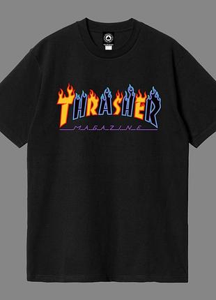 Чоловіча футболка thrasher logo унісекс-трешер чорна