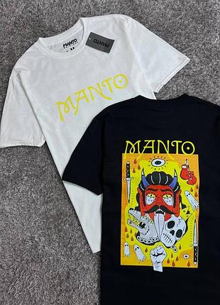 Мужская футболка manto fight co logo белая черная унисекс boxing mma