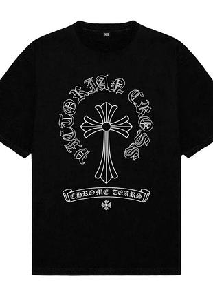 Футболка chrome hearts logo унісекс хром хартс з хрестами чорна