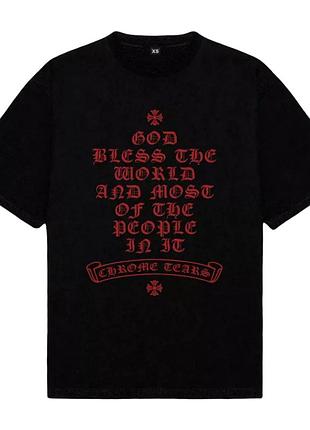 Футболка chrome hearts logo унісекс хром хартс з хрестами чорна