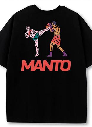 Мужская футболка manto fight co черная унисекс манто boxing ufc mma wrestling