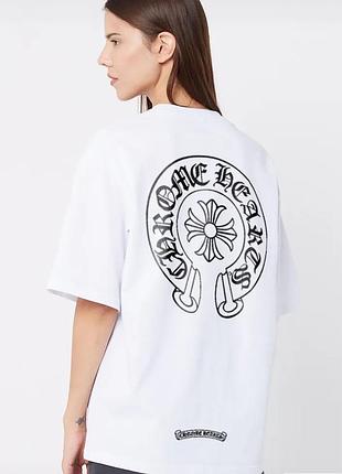 Футболка chrome hearts cross logo белая унисекс хром хартc