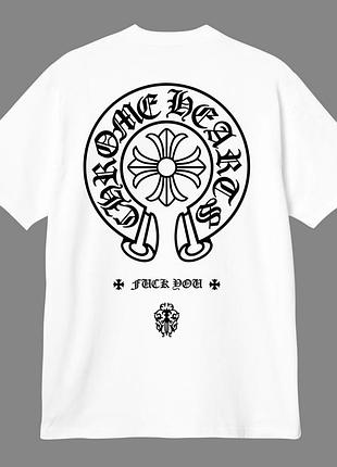 Футболка chrome hearts logo белая унисекс хром хартс тишка