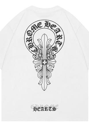 Футболка chrome hearts logo белая унисекс хром хартс