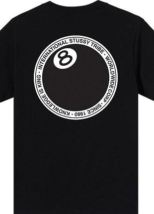 Мужская футболка stussy 8ball стусси чёрная унисекс с шаром