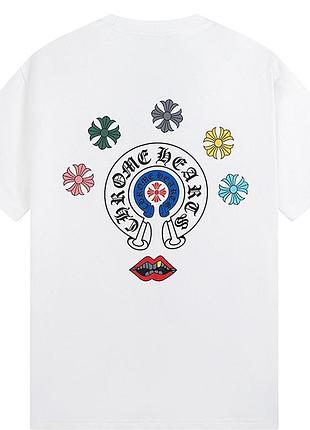 Футболка chrome hearts logo белая унисекс хром хартс