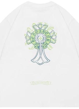 Футболка chrome hearts logo унисекс хром хартс с крестами белая