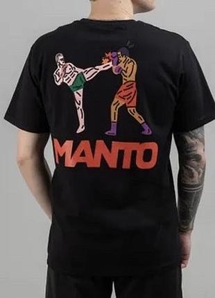 Мужская футболка manto kickboxing fight gym черная манто boxing mma ufc