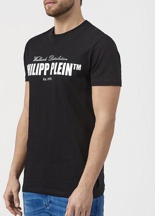Чоловіча футболка philipp plein logo чорна унісекс філіп плей