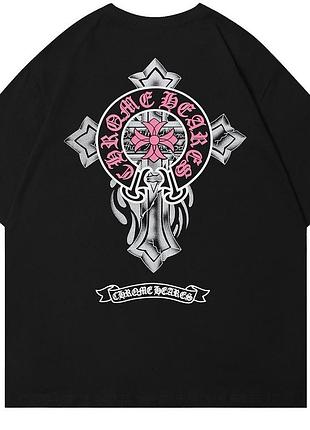 Футболка chrome hearts logo черная унисекс хром хартс