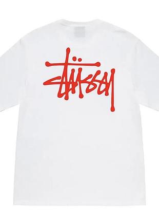 Мужская футболка stussy logo белая стусси