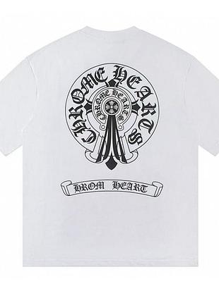 Мужская футболка chrome hearts logo унисекс хром хартс белая
