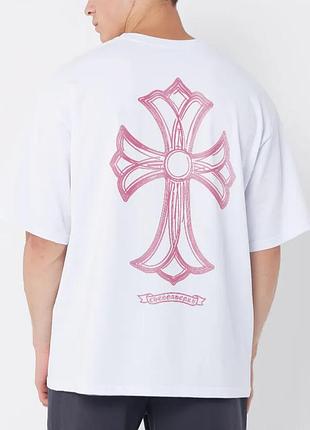 Футболка chrome hearts cross logo белая унисекс хром хартc