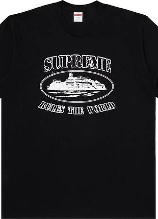 Мужская футболка corteiz supreme logo унисекс кортеиз кортез черный