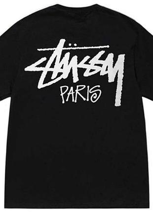 Мужская футболка stussy paris унисекс черная стусси тишка