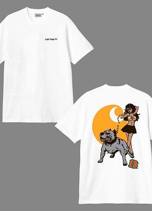 Мужская футболка carhartt pitbull logo белая унисекс кархарт