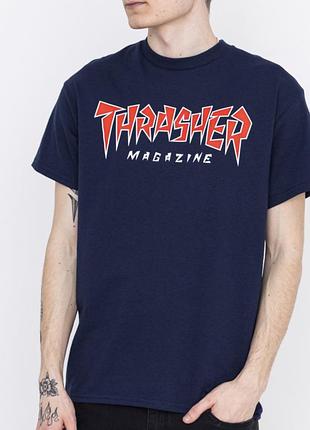 Чоловіча футболка thrasher magazine темно-синя унісекс-трешер